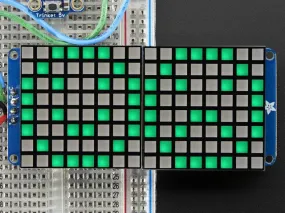 16x8 1.2" LED Matrix   Backpack - Ultra Bright Square Green LEDs