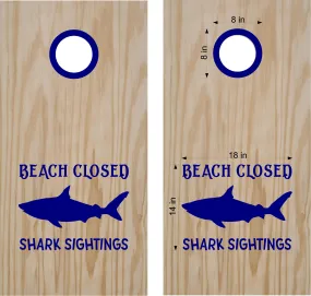 Beach Closed Shark Sightings Cornhole Board Vinyl Decal Sticker