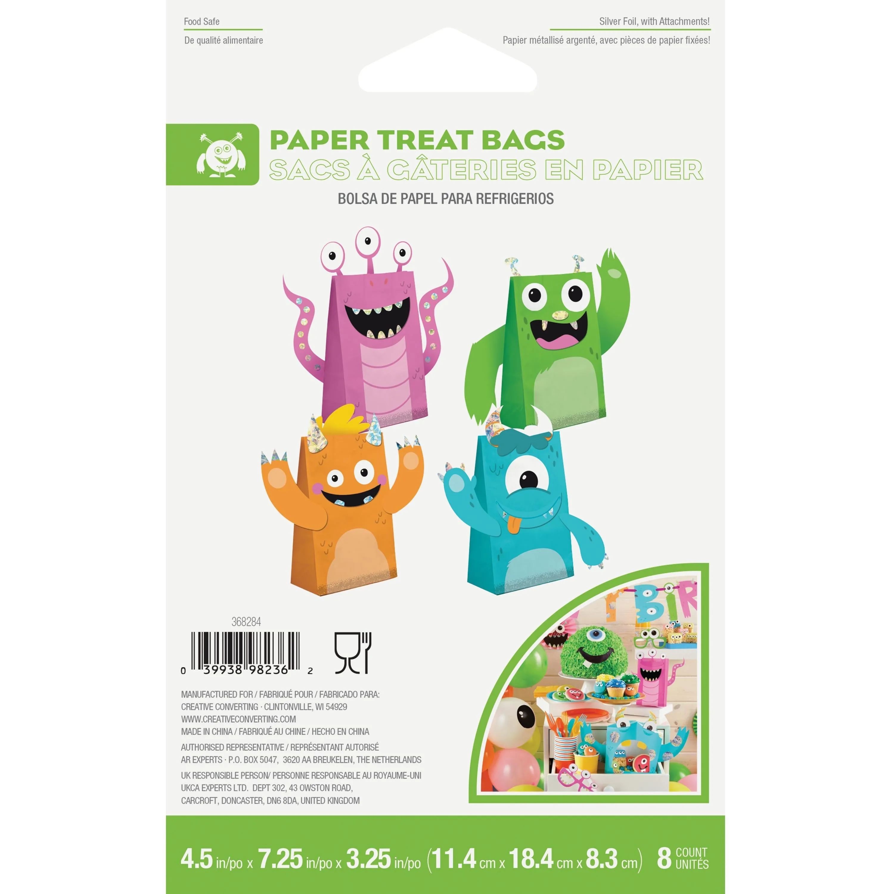 Bulk Monsters Paper Treat Bags with Attachments (96 per Case)