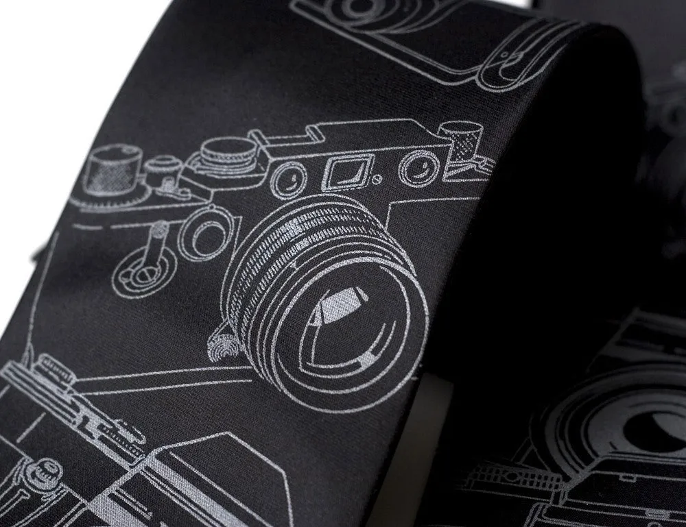 Camera Print Silk Necktie. Photographer's tie.