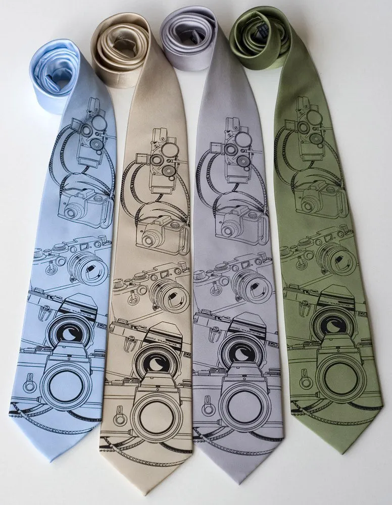 Camera Print Silk Necktie. Photographer's tie.