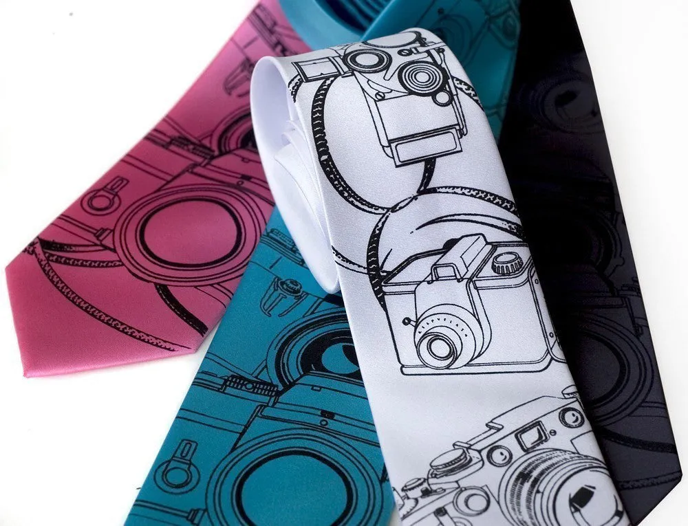 Camera Print Silk Necktie. Photographer's tie.