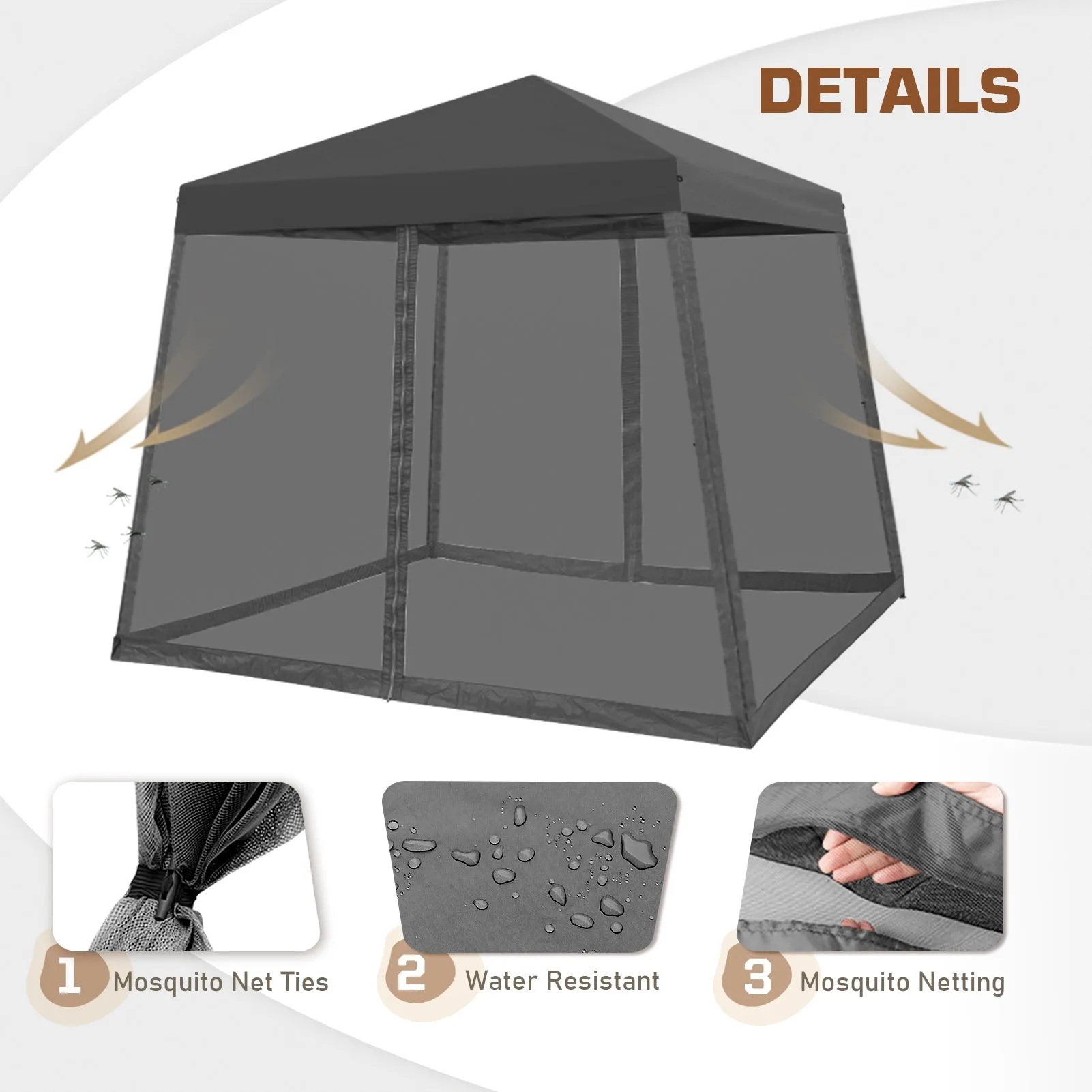 EAGLE PEAK 10x10 Slant Leg Easy Setup Pop Up Canopy Tent with Mosquito Netting 64 sqft of Shade