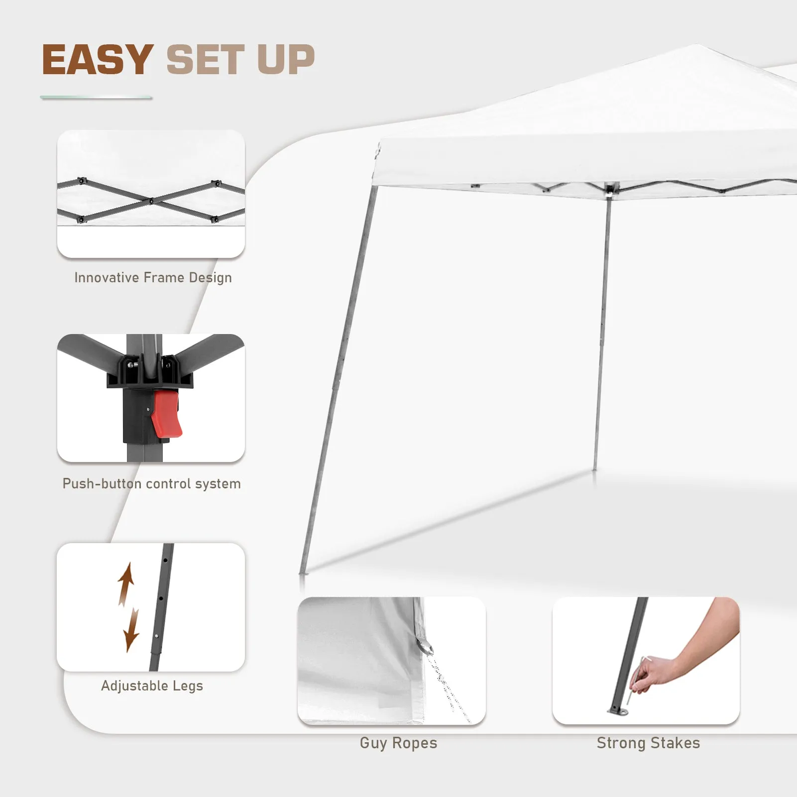 EAGLE PEAK 10x10 Slant Leg Easy Setup Pop Up Canopy Tent with Mosquito Netting 64 sqft of Shade