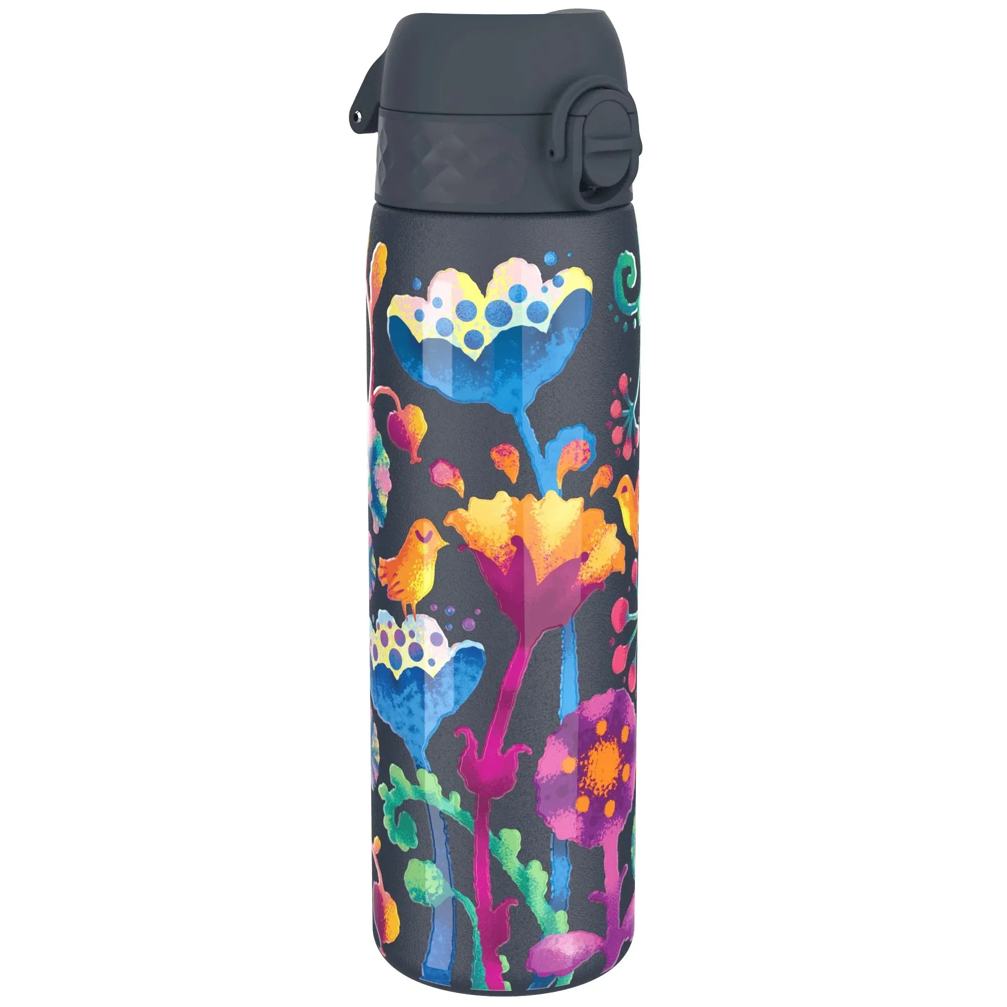 Leak Proof Slim Thermal Water Bottle, Insulated Steel, Bright Floral, 500ml (17oz)