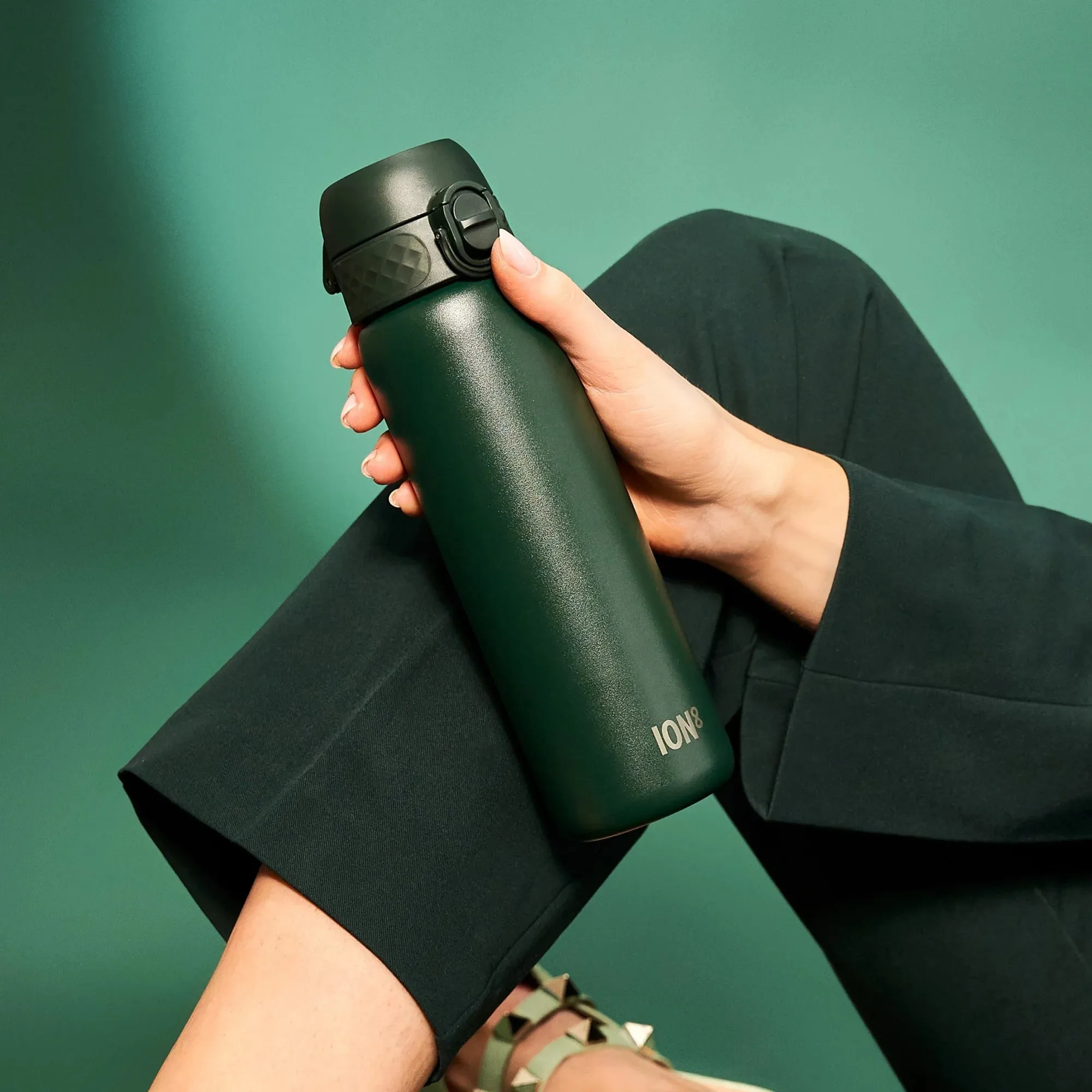 Leak Proof Slim Thermal Water Bottle, Insulated Steel, Dark Green, 500ml (17oz)