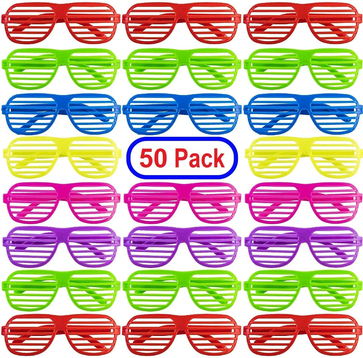 Mega Pack 50 Pairs Of Kids Plastic Shutter Shades Glasses Shades Sunglasses