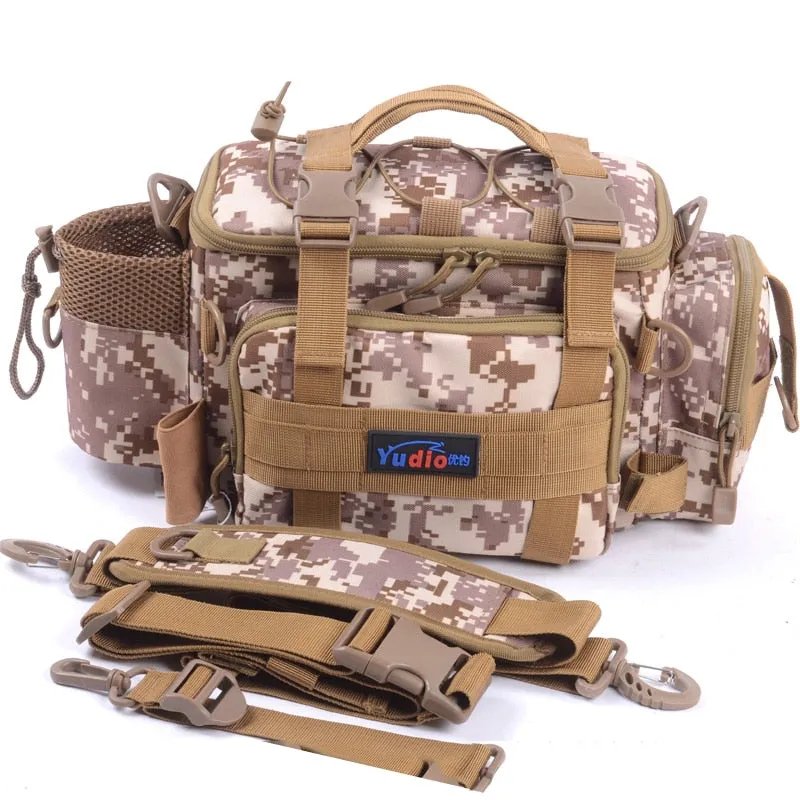 Multifunctional Fishing Bag Large Capacity Storage Fishing Tackle Lure Box Shoulder Bag Canvas Waist Bags Outdoor Sports Handbag