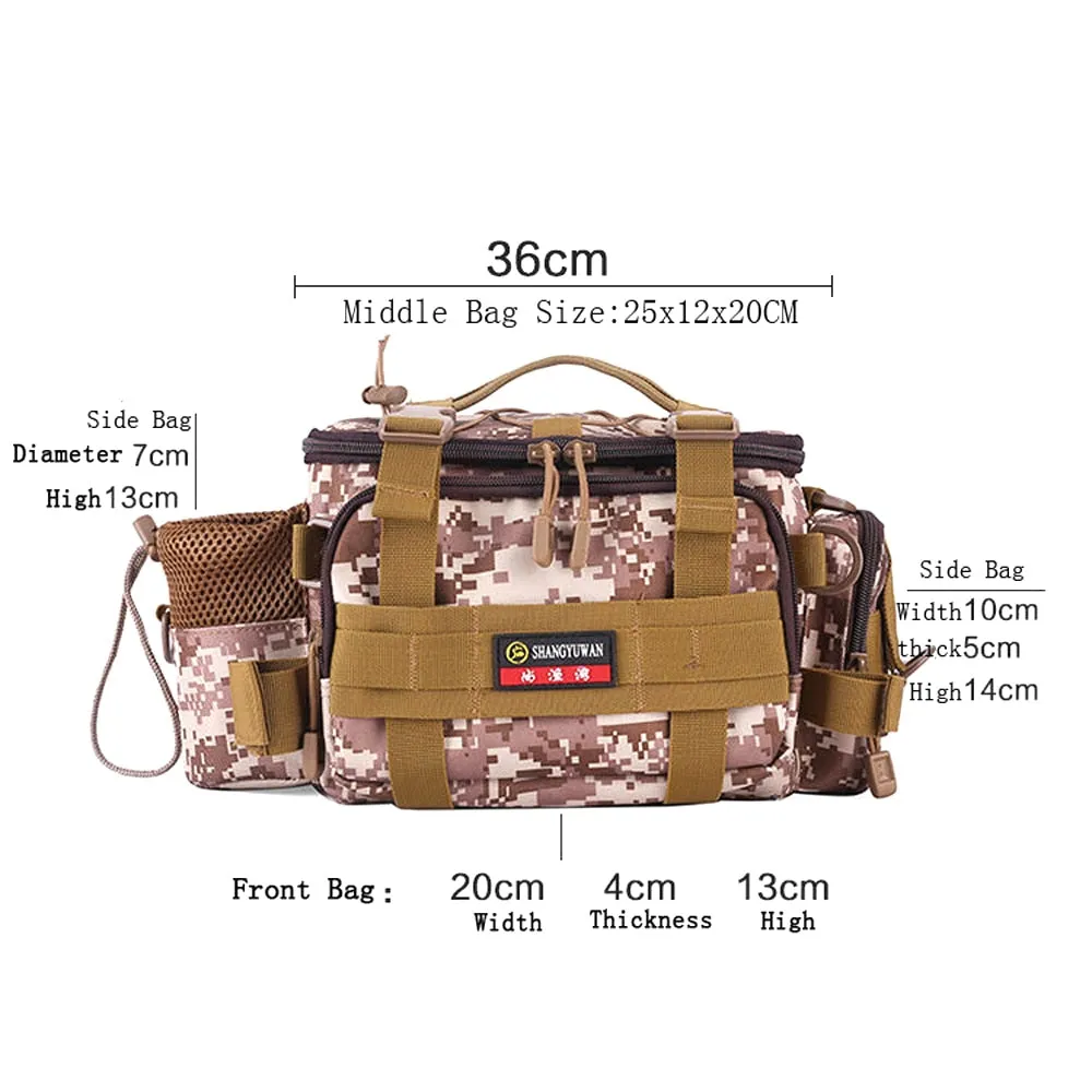 Multifunctional Fishing Bag Large Capacity Storage Fishing Tackle Lure Box Shoulder Bag Canvas Waist Bags Outdoor Sports Handbag