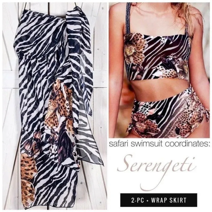 Swim Set SERENGETI swimsuit bikini   cover-up dress / midi or maxi skirt